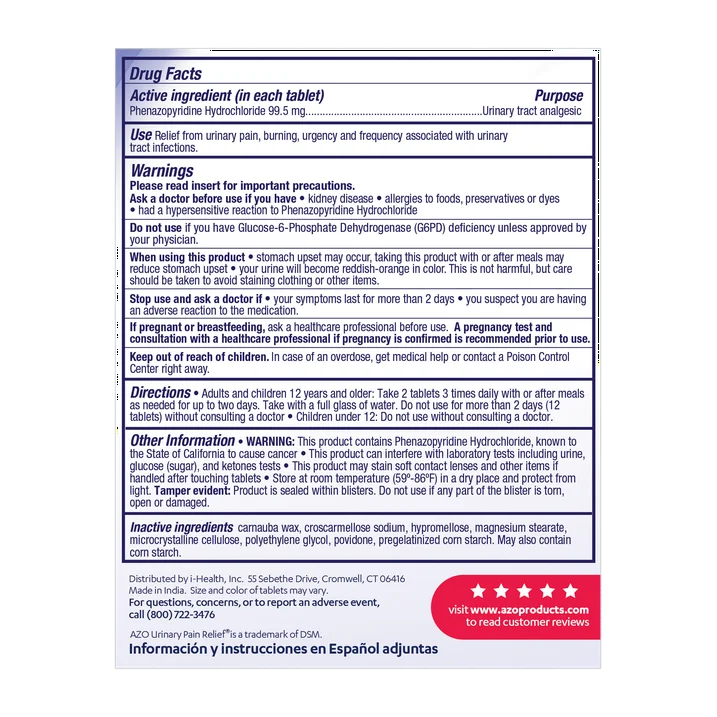 AZO Maximum Strength Urinary Pain Relief UTI Pain Reliever, 24 Tablets